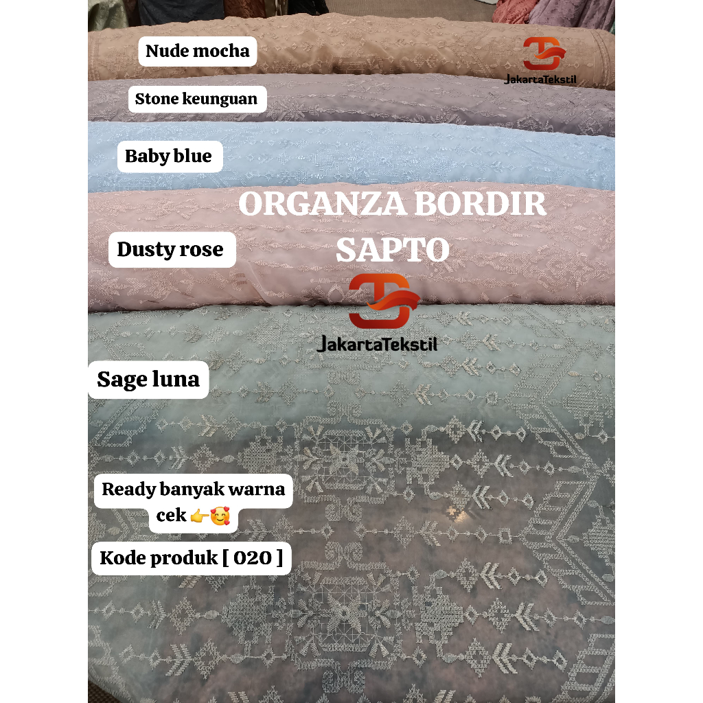 [ 020 ] Kain tile Organza bordir || Organza Bordir || Bordir organza || Motif sapto