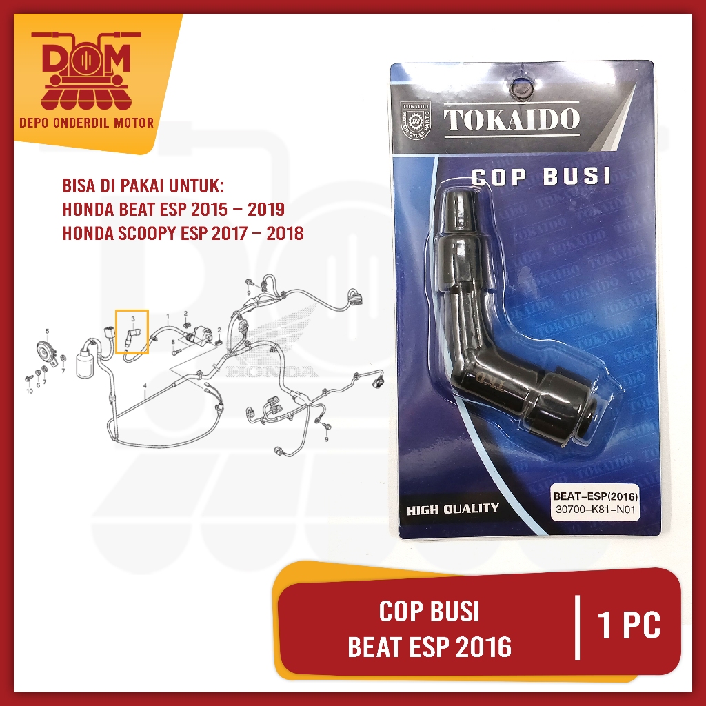 Cop Busi BEAT ESP 2016 K81 (TOKAIDO) Tutup Pengapian Busi HONDA BEAT NEW K25G SCOOPY ESP K93 2017