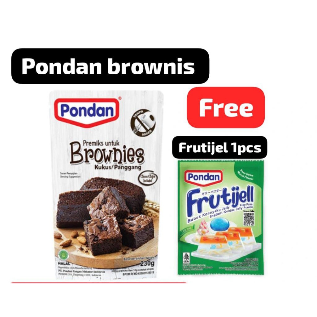

Pondan Brownies Instan Panggang/Kukus 230gr FREE frutijel 1pcs