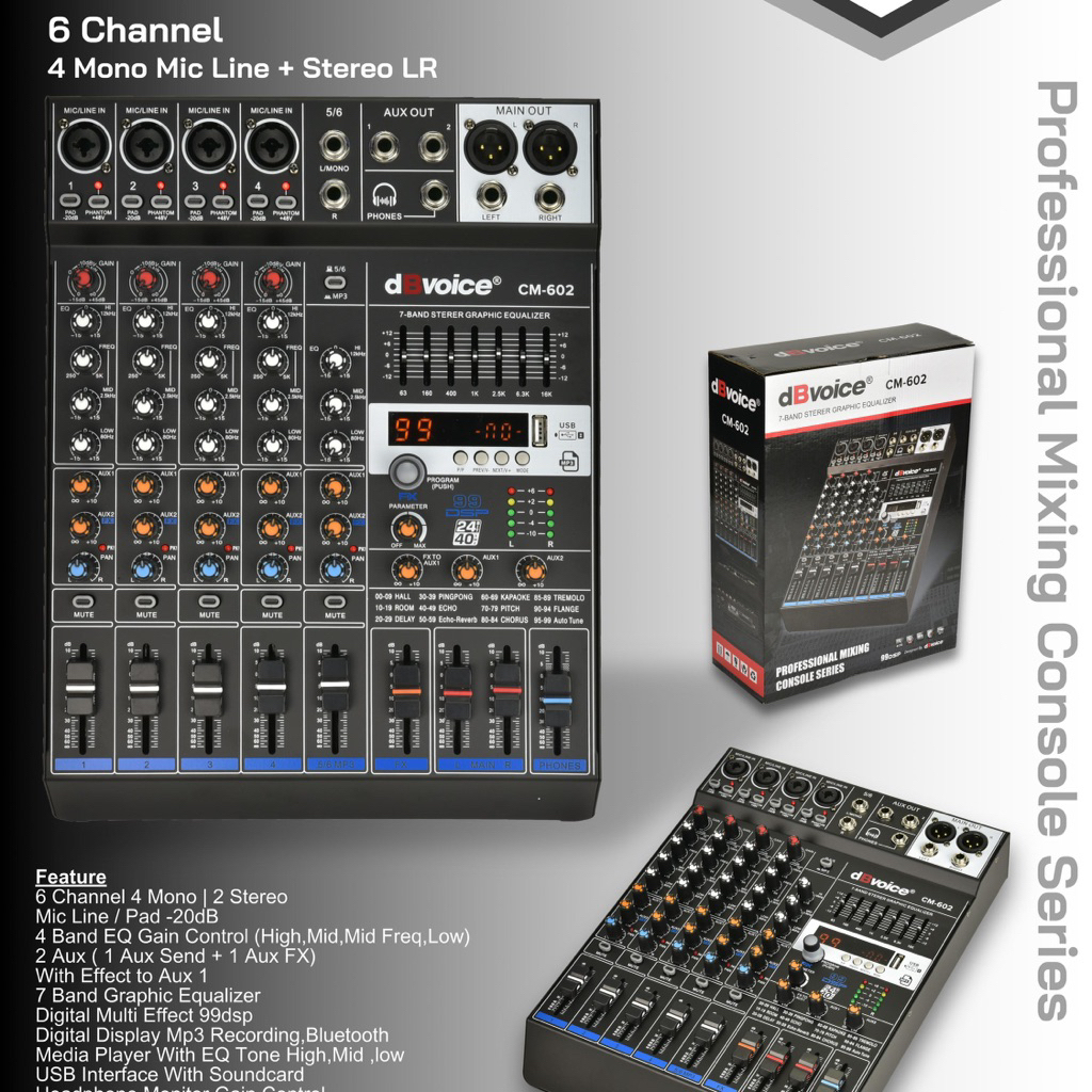 Mixer Dbvoice CM 602 Original 6 Channel Bluetooth