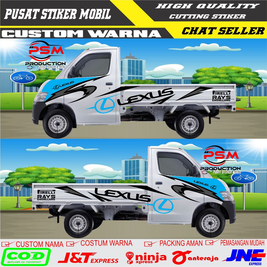 2pcs kanan kiri Sticker cutting lexus stiker mobil pick up granmax dan lain lain