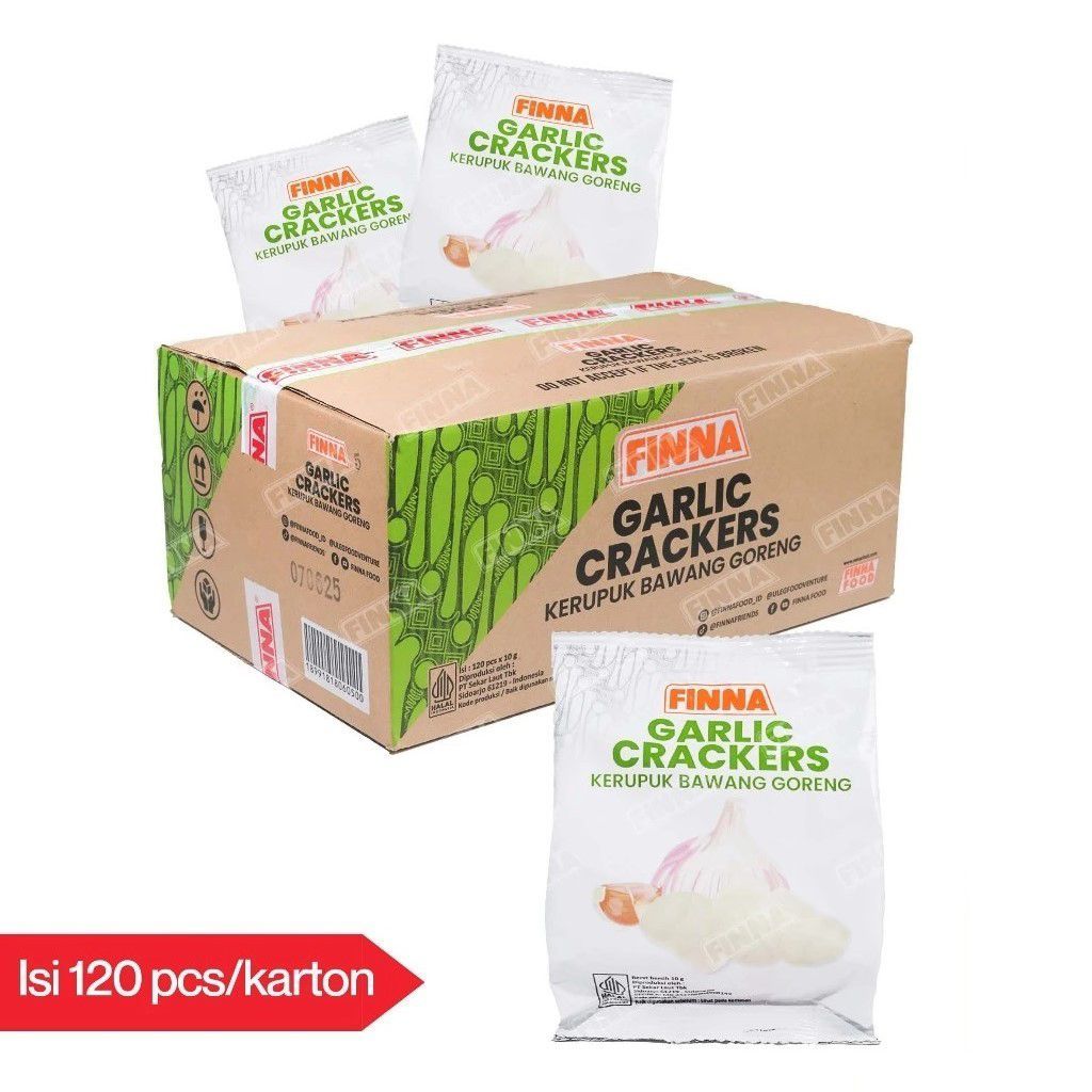 

FINNA Garlic Crackers Kerupuk Bawang Goreng 10 gr (Karton)