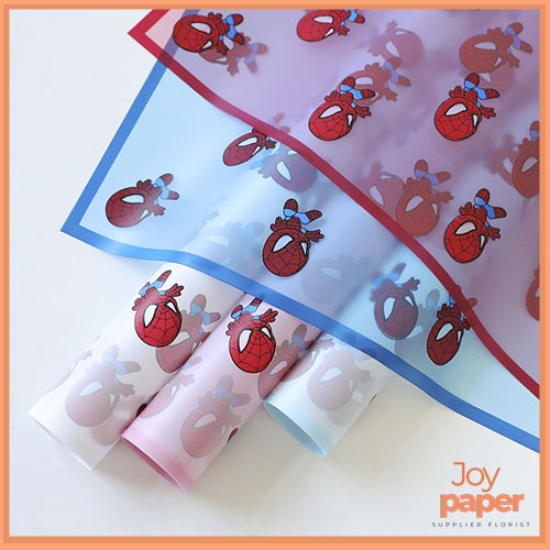 

20 Lembar Kertas bunga semi transparan Motif spiderman Flower wrapping KB82