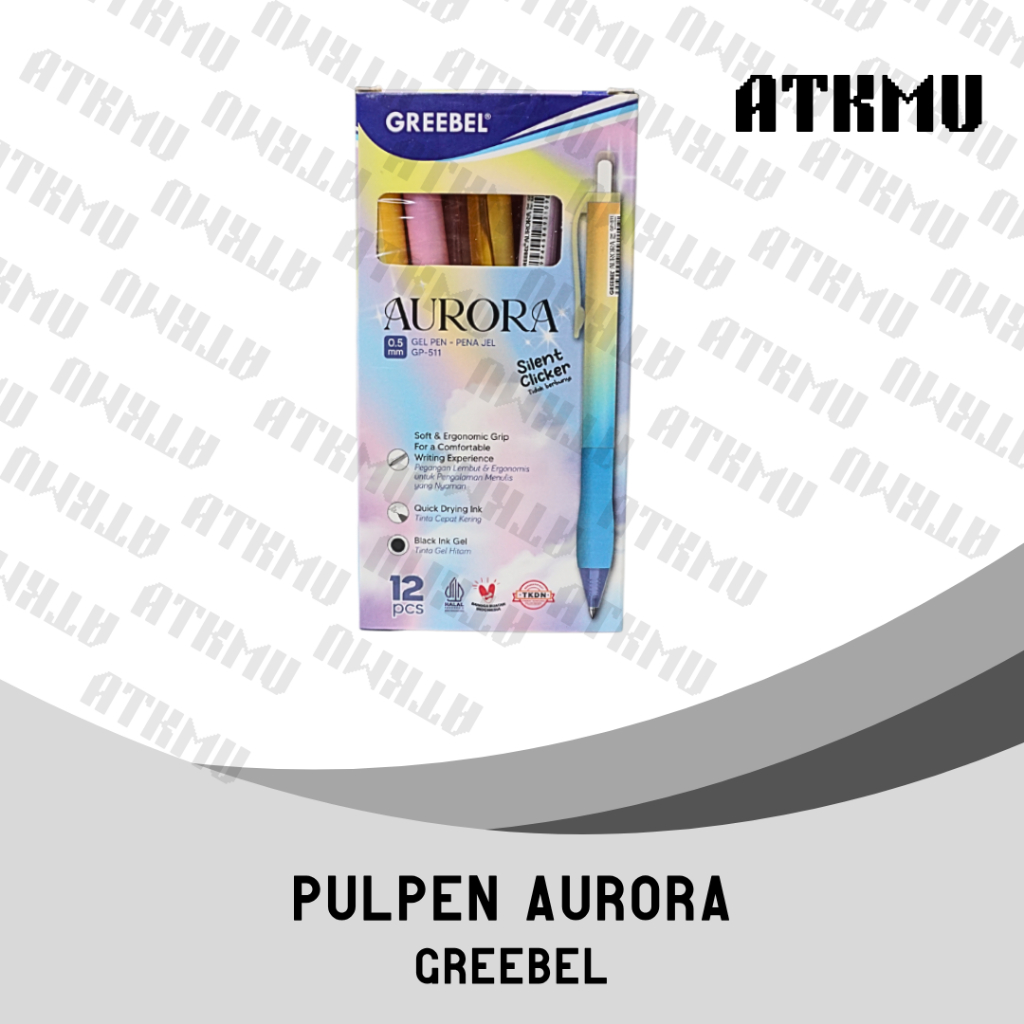 

Greebel Pulpen Gel Pastel Aurora Silent Clicker GP-511 [Pack] Isi 12 Pcs