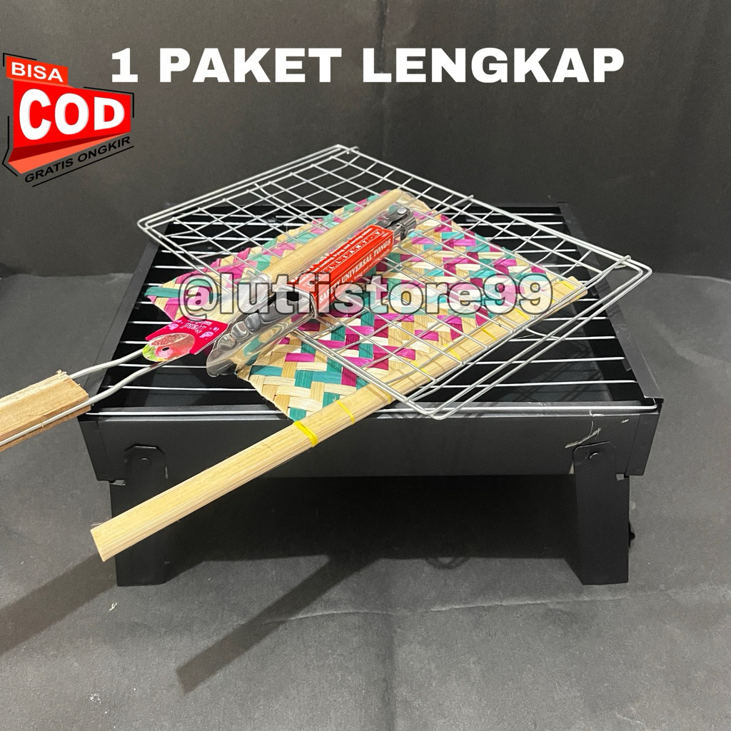 1 PAKET Alat Pemanggang Serbaguna Barbeque Bakaran Portable Arang Panggangan Portabel Sate Grill Bbq