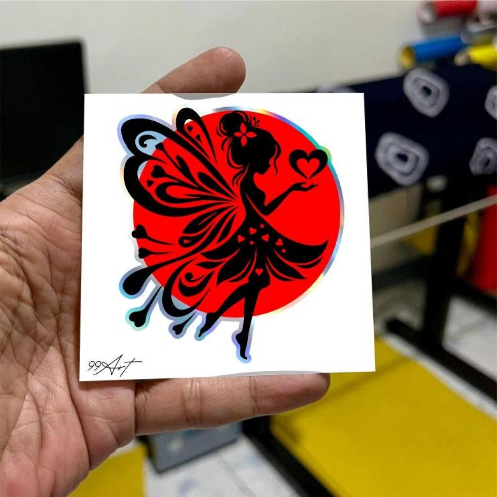 

A99, sticker peri siluwet, stiker refelketive nyala dan hologram