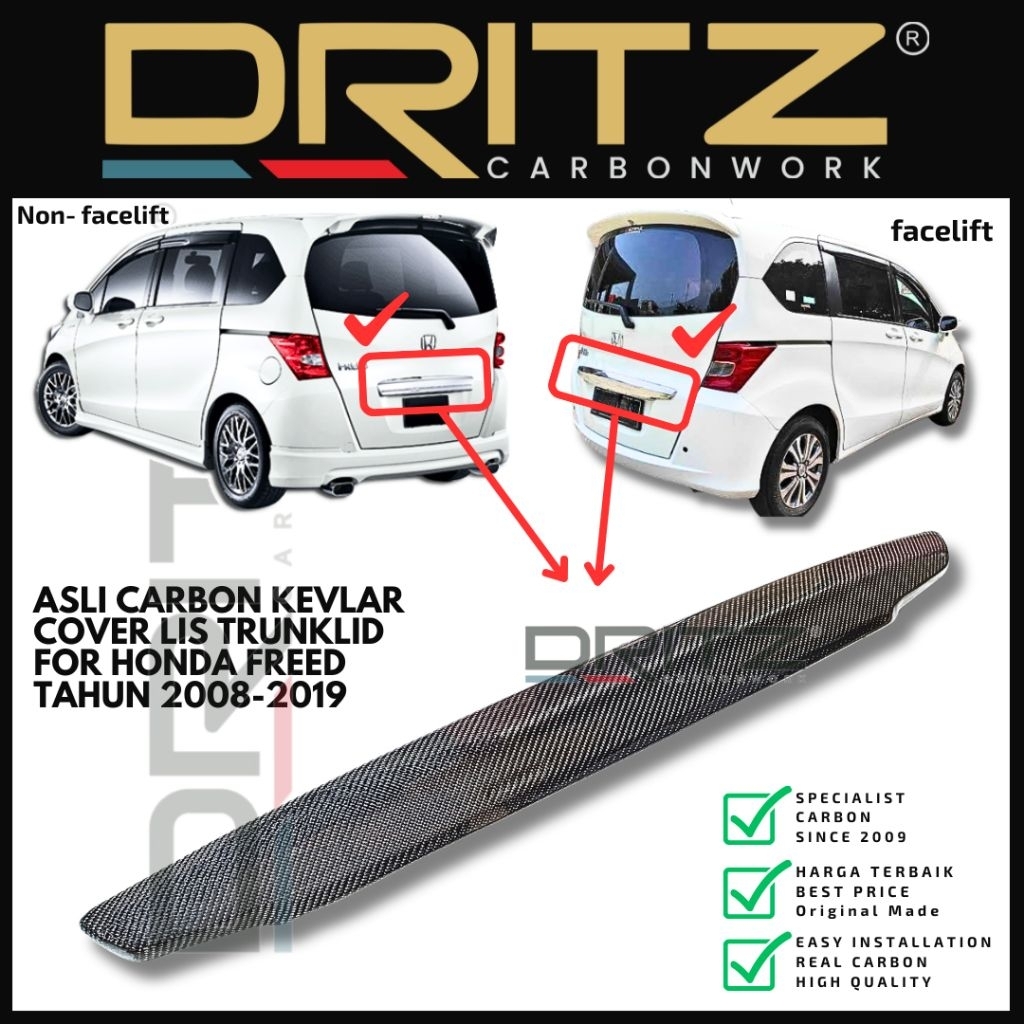 High Quality Asli Carbon Kevlar Cover Trunklid Bagasi HONDA FREED 2008 2019 9 10 11 12 13 14 15 16 1