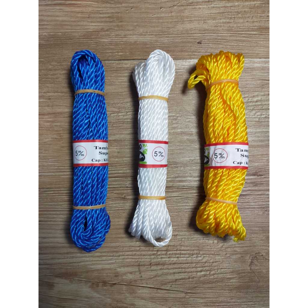 

Tali Tambang 5mm x 10 meter Tali Plastik Kepang Tali Kerekan Katrol Timba