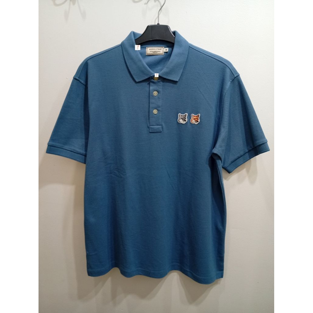 MAIS0N KITSUN3 BLUE POLO SHIRT