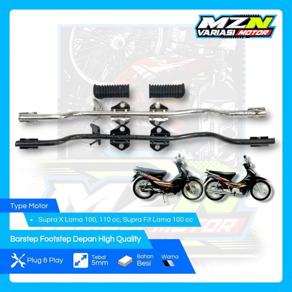 Footstep Depan Supra X Lama Supra Fit Lama Barstep Supra X Lama Supra Fit Lama Hitam dan Silver Chro