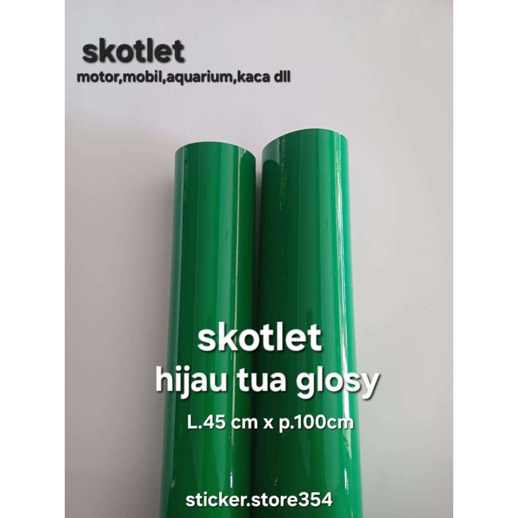 sticker skotlet hijau tua glosy per meter,skotlet motor,mobil,aquariium ,,kaca  dll murah