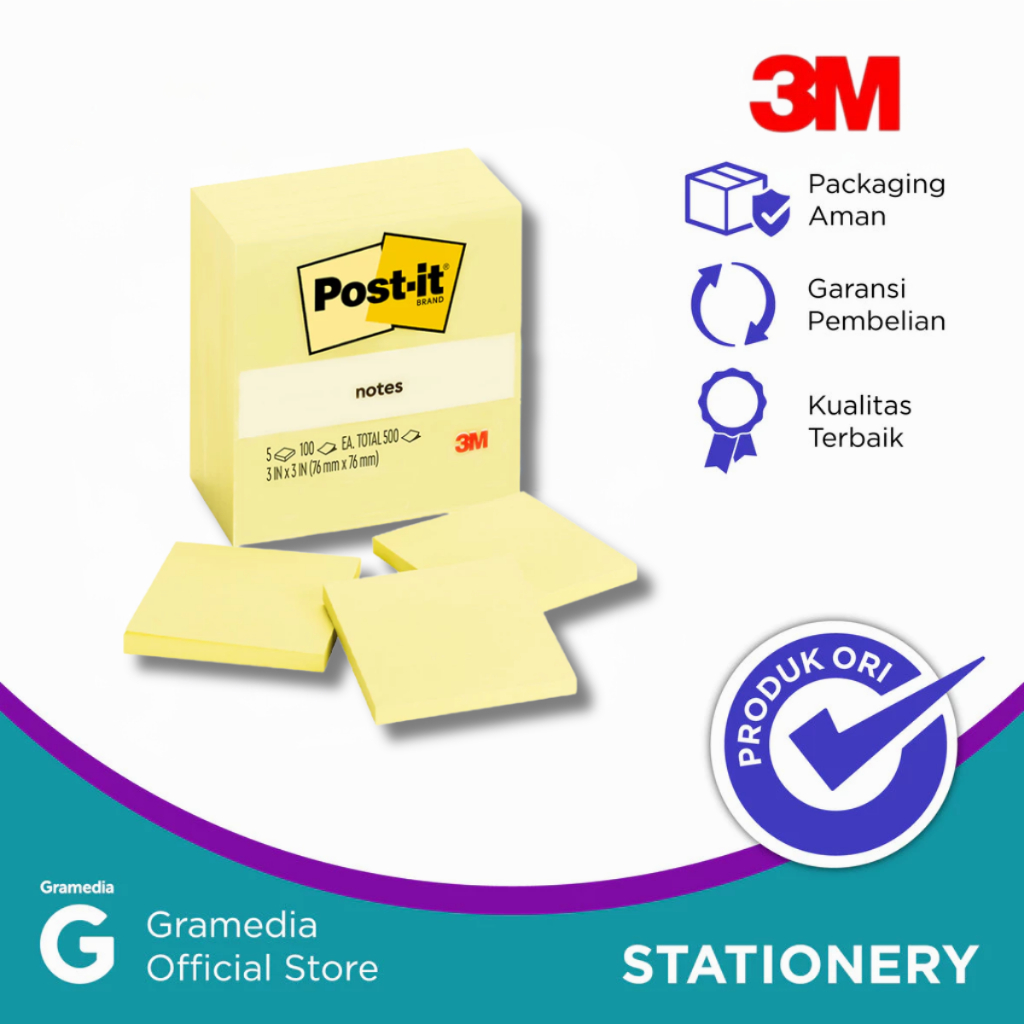 

Gramedia Pettarani - 3M POST IT 654-5 CY NOTES YELLOW 3X3 5PADS / PACK