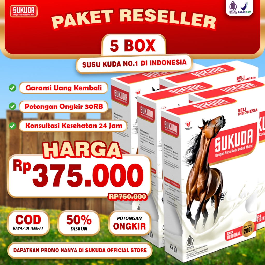 

SUKUDA Susu Kuda Lombok 100% Murni atasi permasalahan sendi dan pernafasan 200 gram II Paket 5 Box
