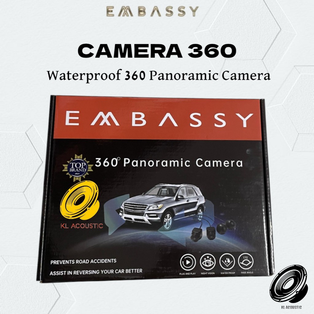 Kamera Depan Mobil Universal model bulat Car DVR 360 Degree Waterproof Kamera Mobil Embassy 360