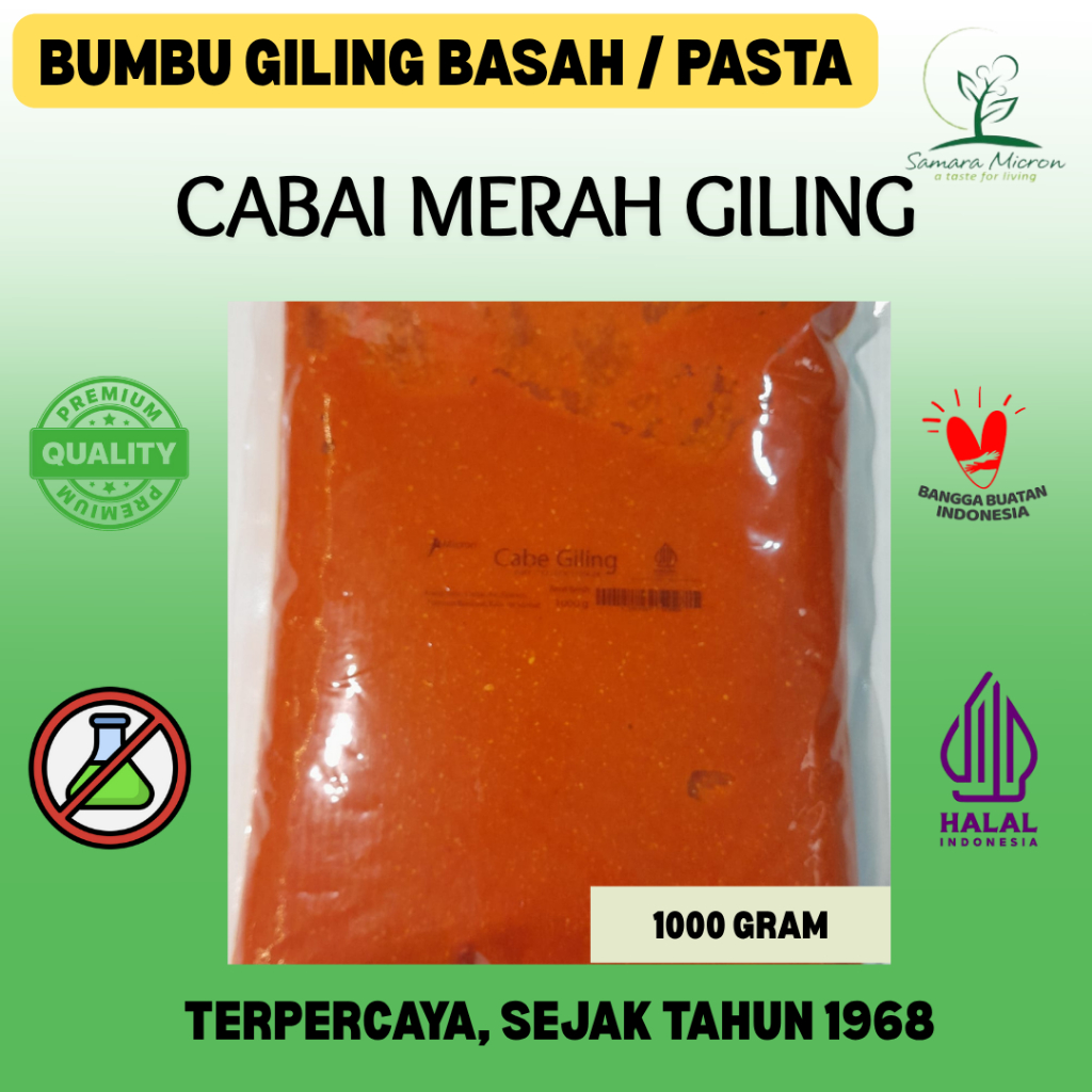 

Bumbu Dasar Samara Micron - Cabai Giling / Pasta - 1000 Gram