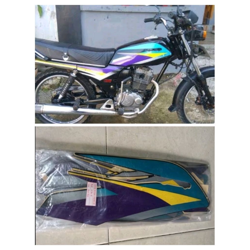 Striping stiker Honda GL Max tahun 2001 hijau biru