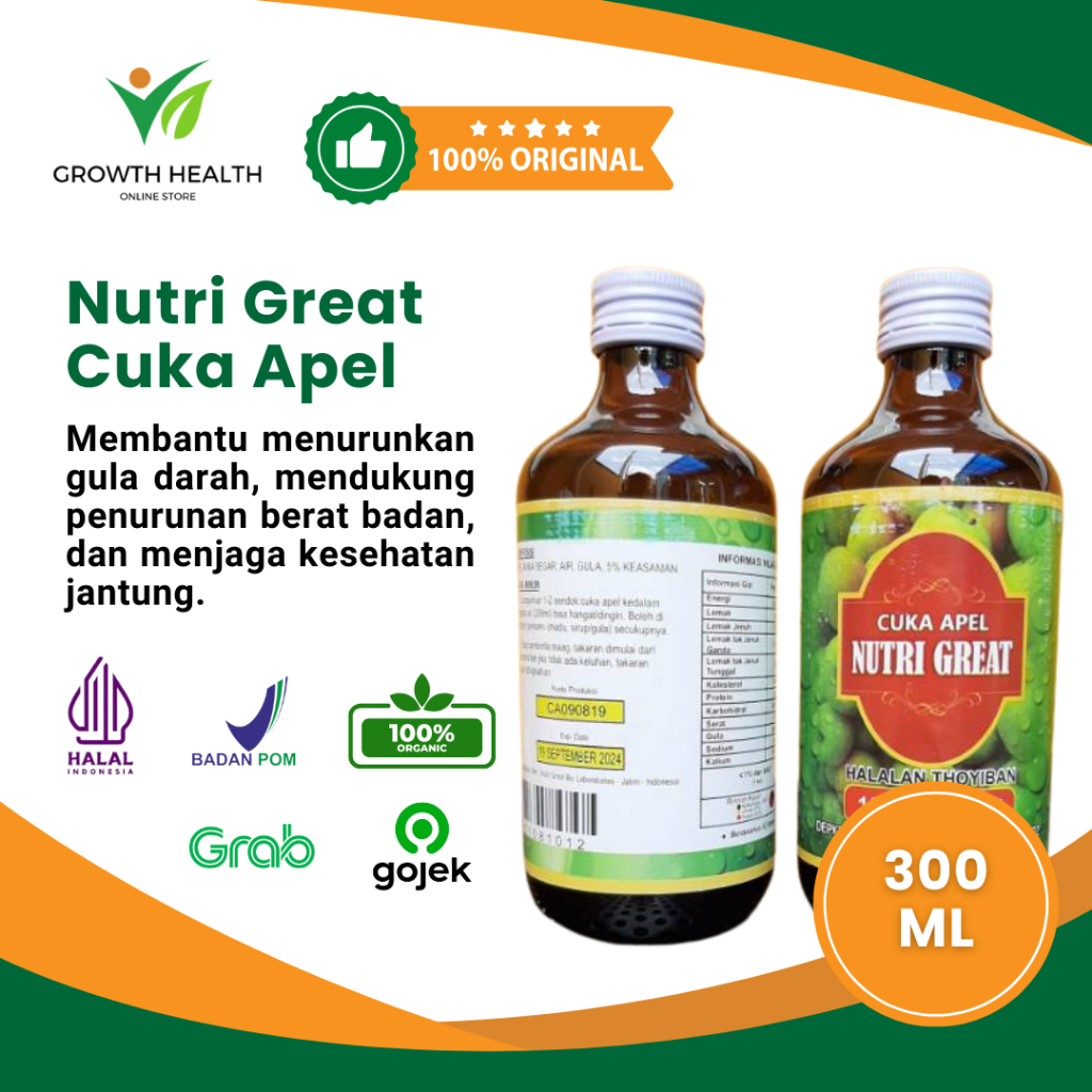

Nutri Great Cuka Apel 300 ml Halal Penurun Berat Badan Menghilangkan Noda Gigi