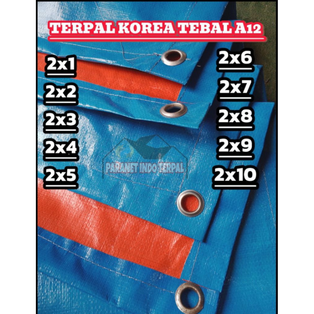 Terpal plastik A12 KOREA TEBAL, ready ukuran (2x1-2x10,METER)