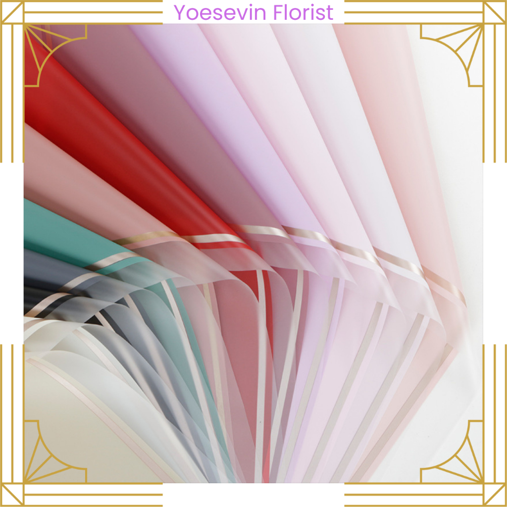 

KB6013 Kertas Buket Bunga Flower Wrapping Paper Cellophane Transparan List Gold Line Color