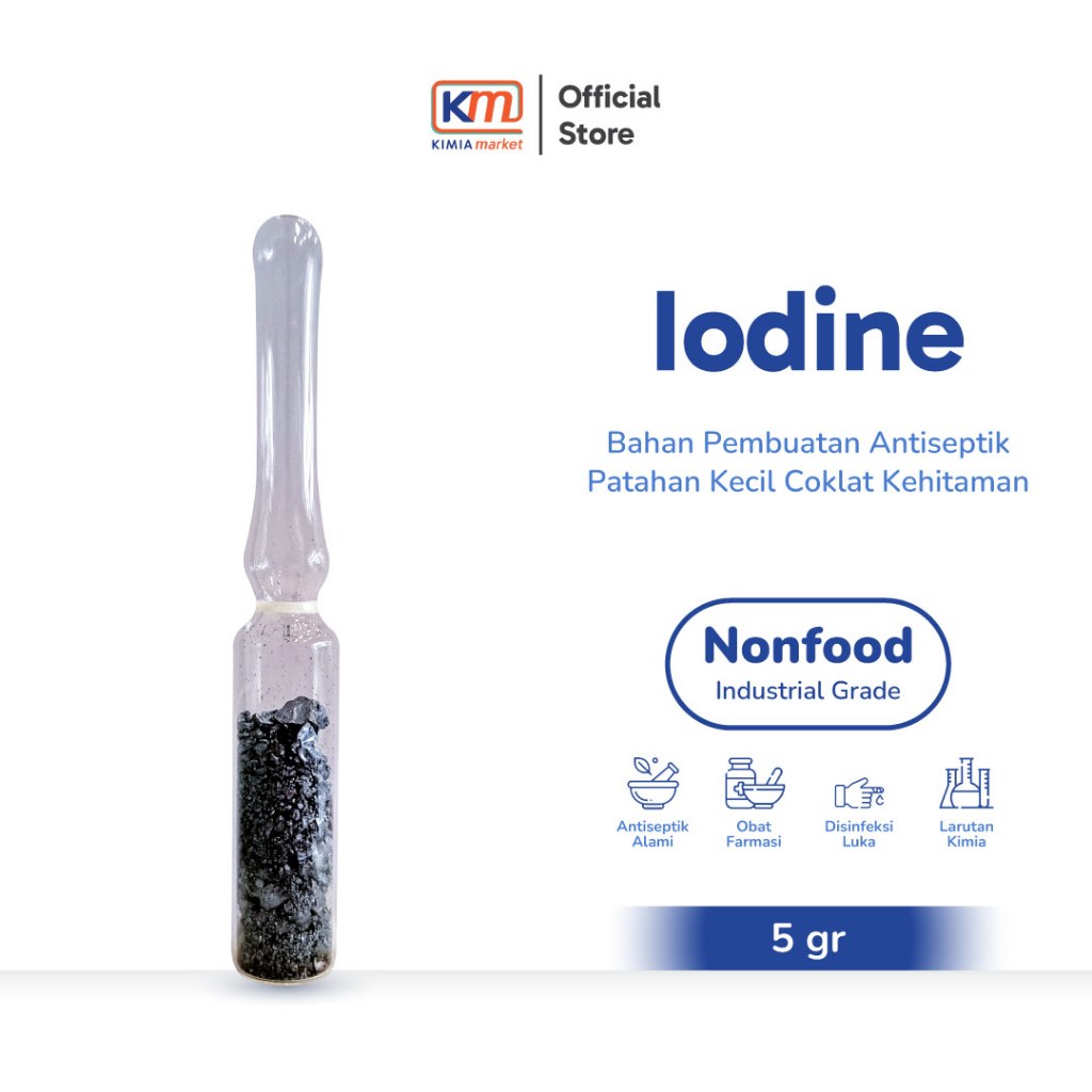 Iodine Murni 5gr Iodium Kristal