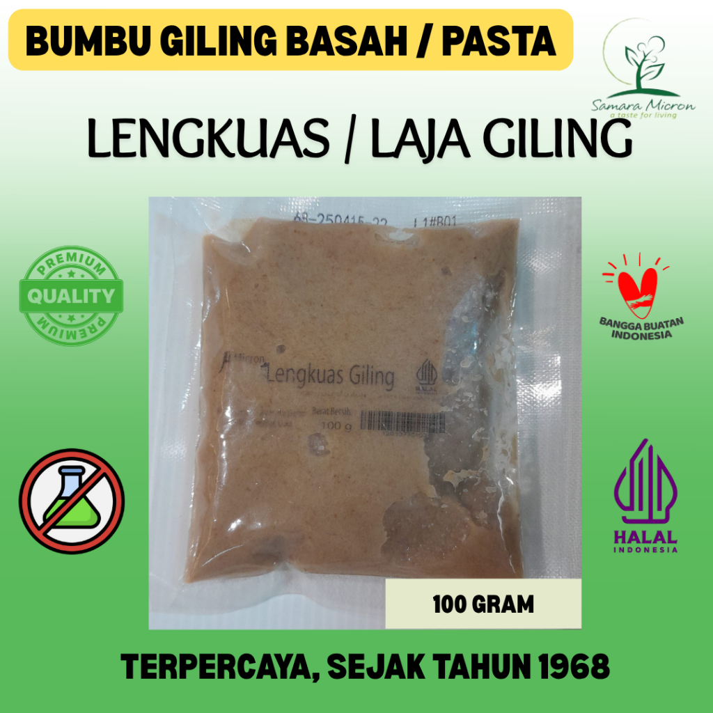 

Bumbu Dasar Samara Micron - Lengkuas Giling Basah / Pasta - Laja Giling /Laos - 100 Gram