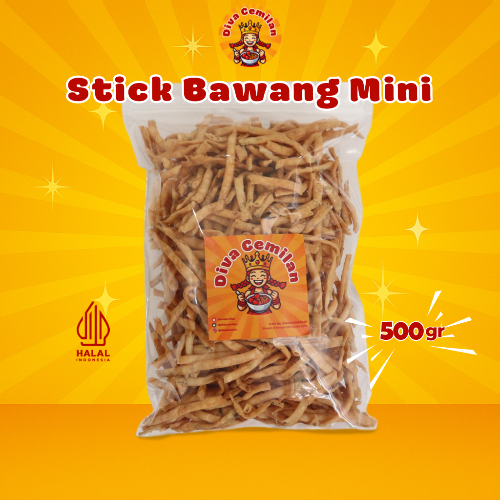 

500 gram Stik Bawang Mini Stik Asin Gurih Renyah Diva Cemilan Snack Makanan Ringan