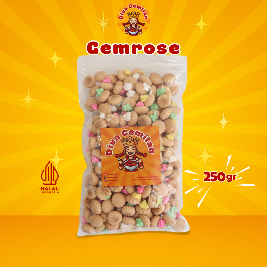

250 gram Gem Rose Biskuit Gula Biskuit Kembang Renyah Diva Cemilan Snack Makanan Ringan