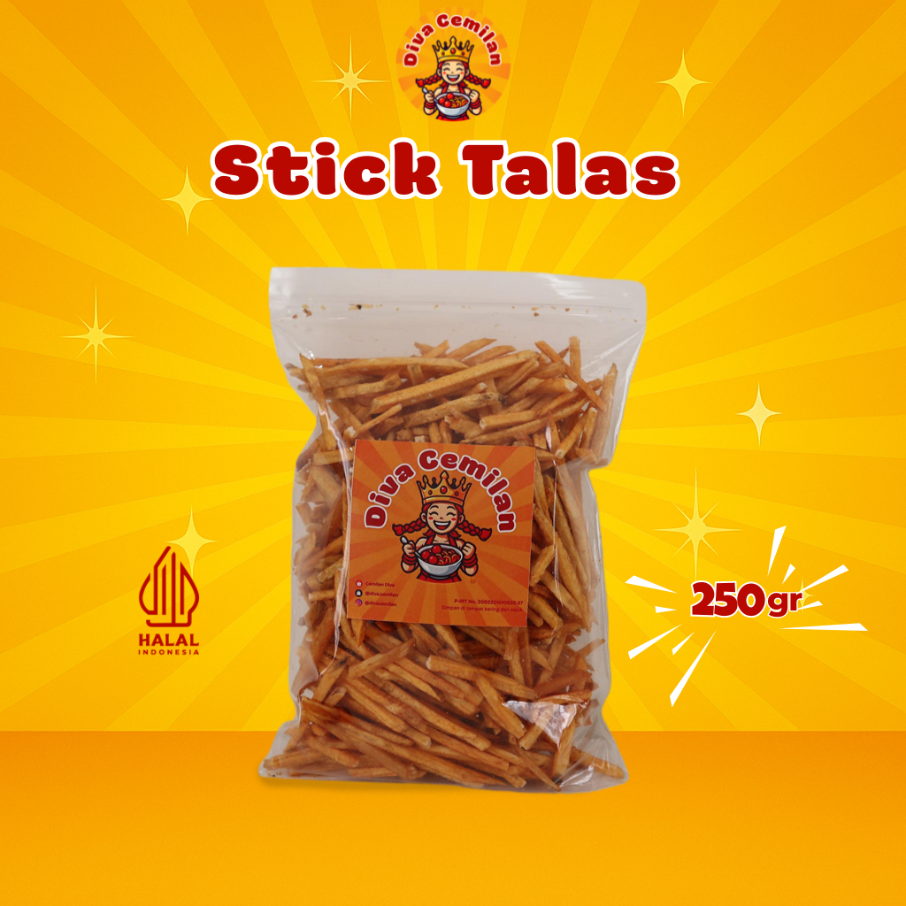 

250 gram Keripik Stik Talas Asin Renyah Diva Cemilan Snack Makanan Ringan
