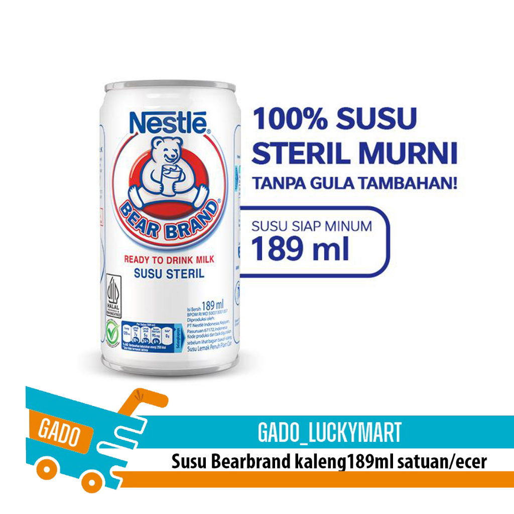 

Bear Brand susu steril cap beruang 189ml pcs/satuan/ecer/ susu Bearbrand kaleng/susu beruang kaleng