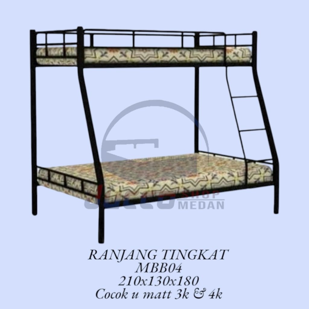[ JUCCO ] Ranjang Susun 2 Tingkat - Ranjang Tingkat Besi Expo MBB04 - Rangka Ranjang Besi Susun 3kak