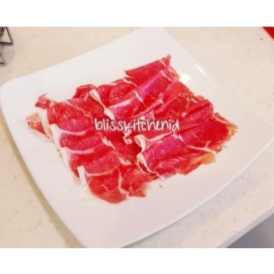 

Daging Paha Kambing /Domba Muda AUS Lamb Leg Boneless Slice 2mm 250gr