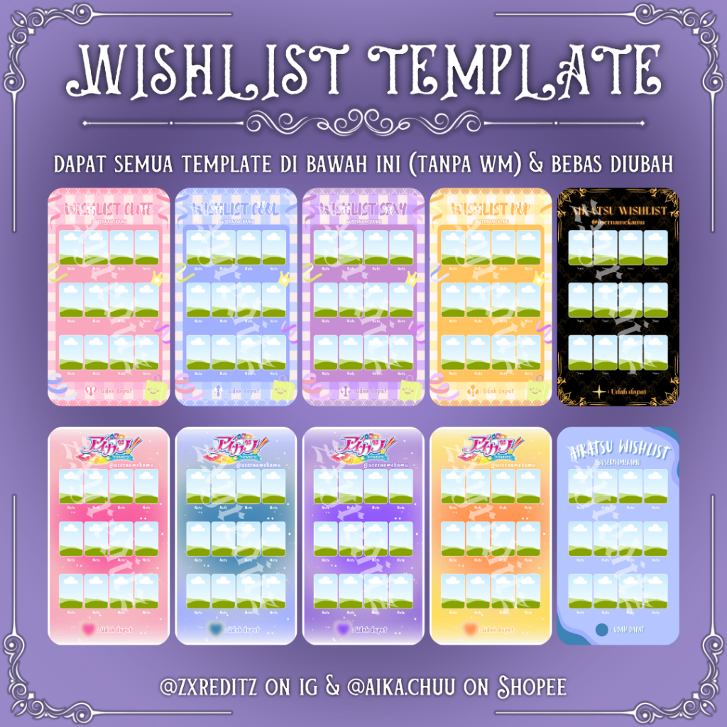 JASA EDIT ANIME & NON-ANIME | Template Wishlist Kartu Aikatsu, Pokemon, Pripara, Dll. (TEMPLATE BEBA