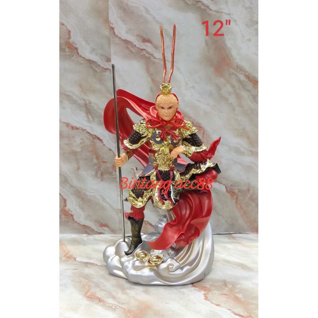 patung dewa kera sakti / sun go kong / tai sing - fiber - awan - 12inch