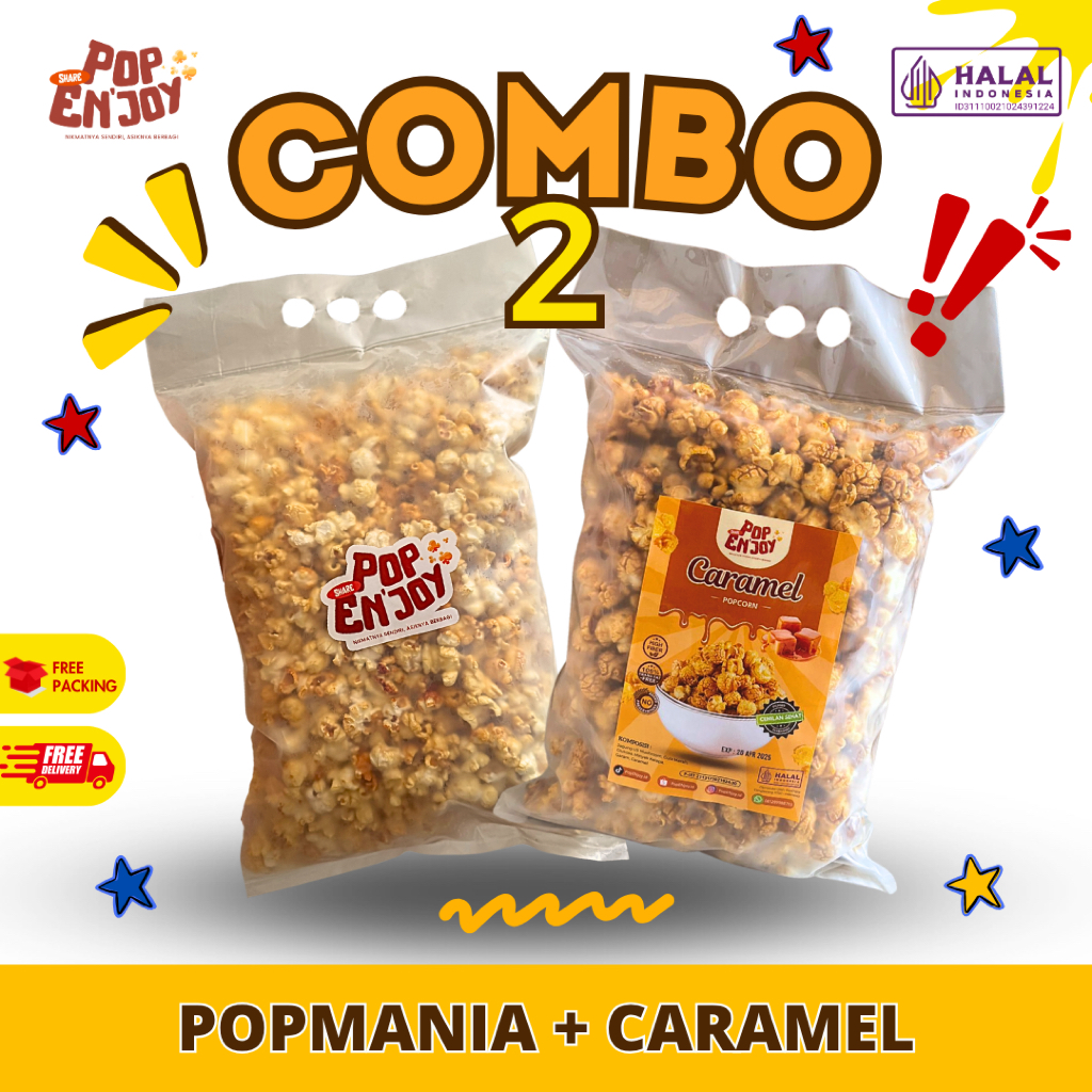 

MM1 [LEBIH HEMAT] CARAMEL + POPMANIA POPCORN - PopENjoy / 2 Rasa Camilan Crispy Popkorn Jagung Sehat