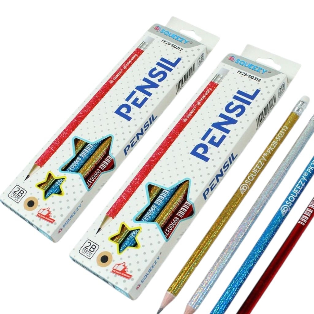 

2 Lusin Pensil 2B SQUEEZYSQ-312 Metalic/Pencils/Pensil Komputer/Gambar