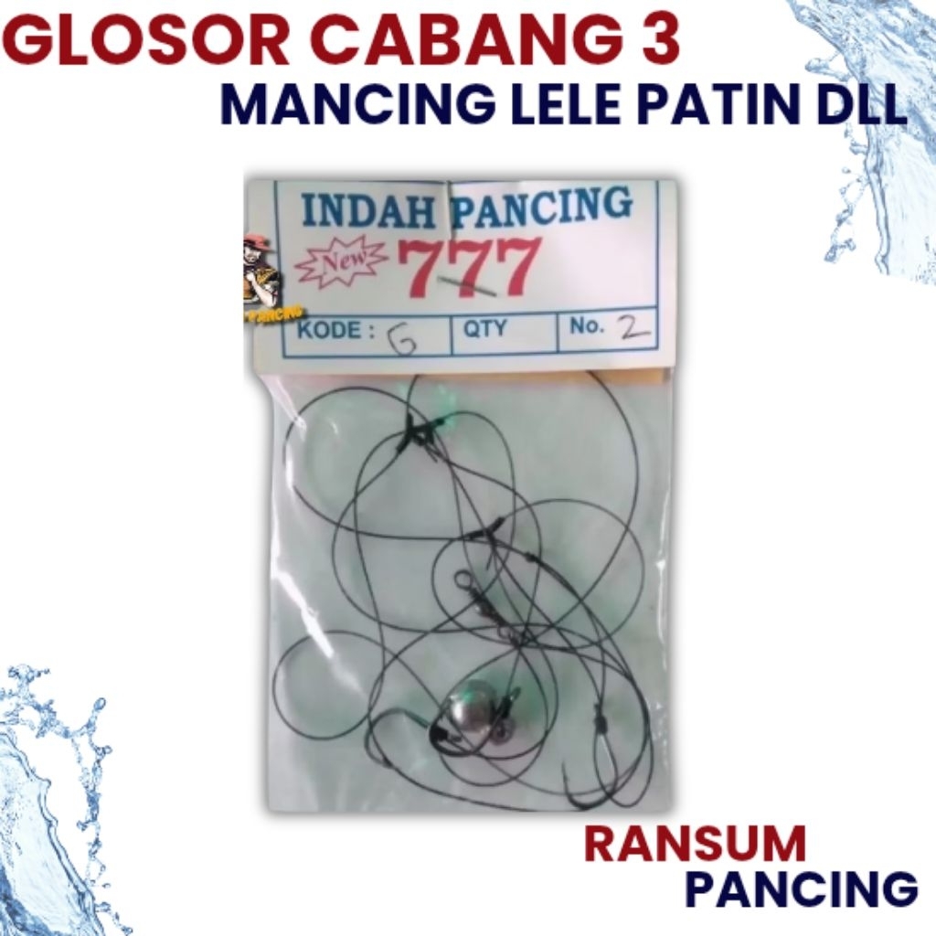 Rangkaian Kail Pancing Glosor Ikan Lele Patin Cabang 3