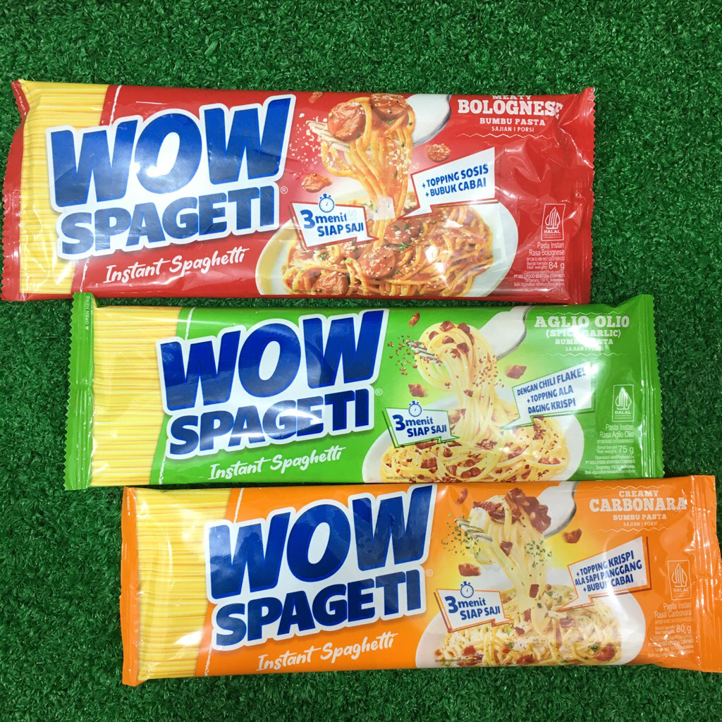

WOW Spageti Pasta Instan Dengan Bumbu Instant Spaghetti Incluide Sauce Lokal HALAL