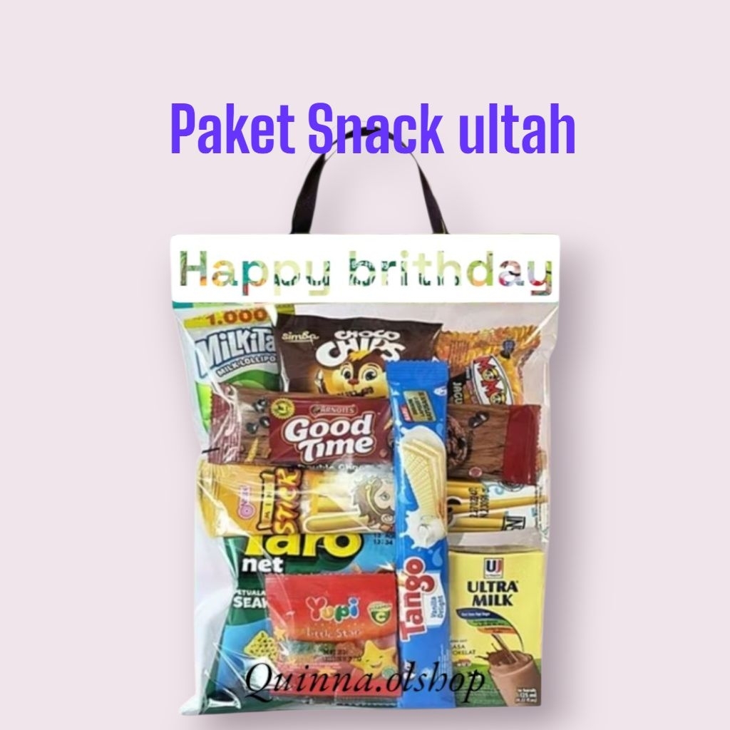 

Paket Snack Ultah/hampers/bingkisan dll.. (label costum)