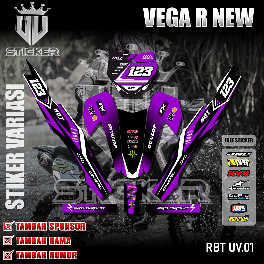 (COD) TERBARU Sticker Striping RBT Vega R New Semifull Stiker Custom Trail Motor YZ CRF KLX KX KTM R
