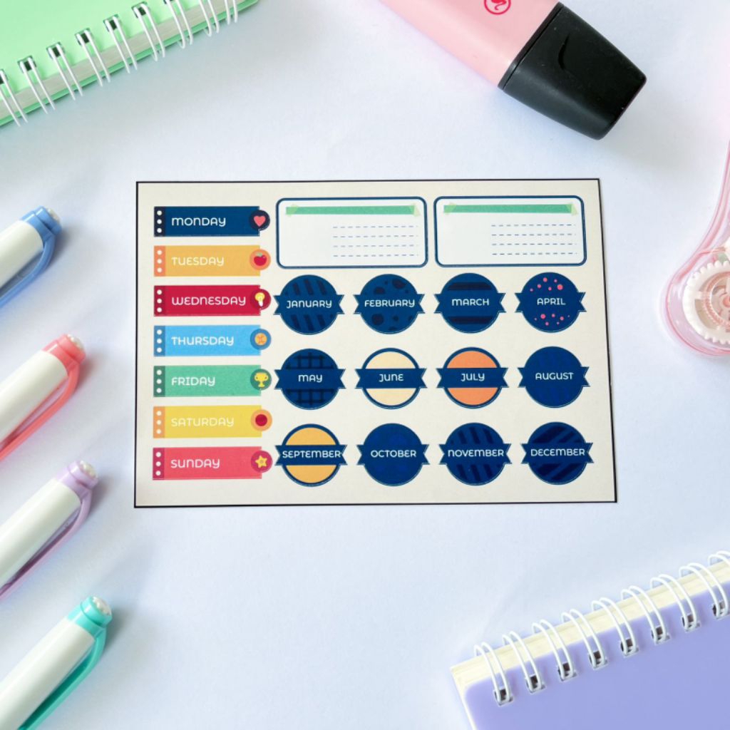 

Stiker Dekorasi Hari Bulan Weekly Planner
