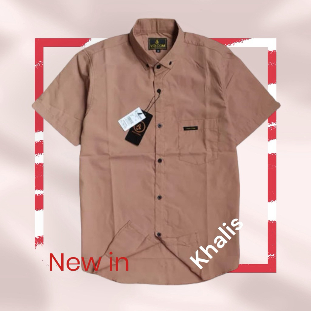 TERBARU Kemeja Pria Premium Sage Green Lengan Pendek Santai Katun Casual Standar Slim-fitting Distro