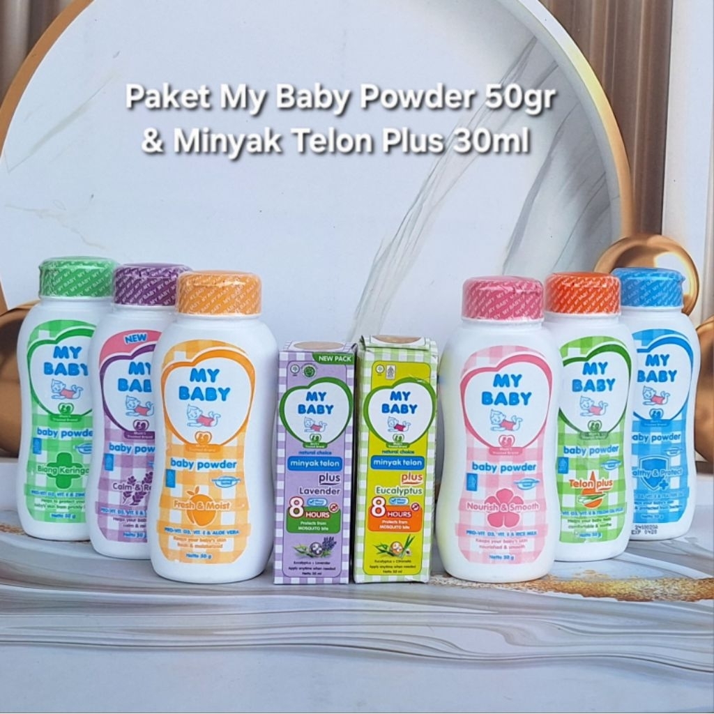 Paket Bedak My Baby 50gr+Minyak Telon Plus 30ml Bayi