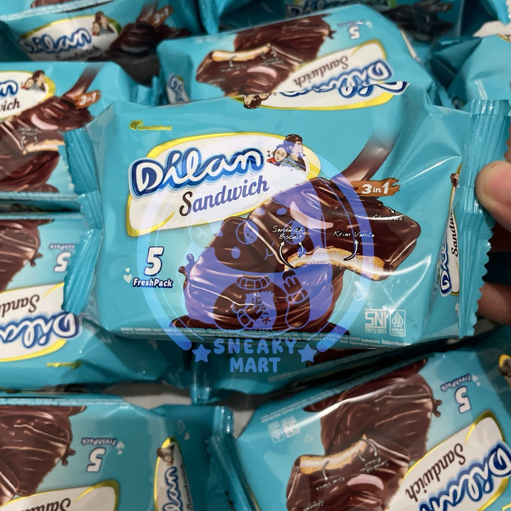 

[Isi 5] Dilan Sandwich freshpack 75gr (5x15gr) biskuit sandwich salut cokelat isi krim vanilla