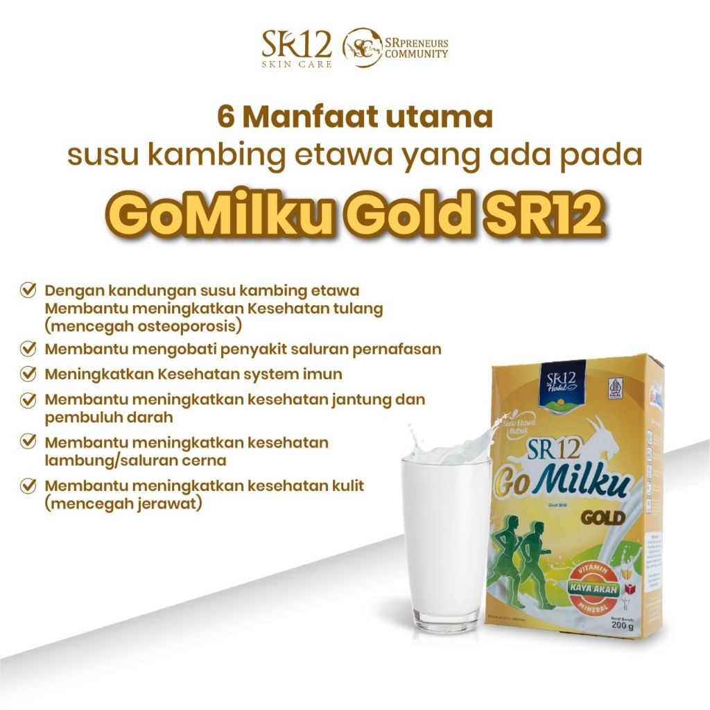 

SR12 Gomilku Gold Box 200 Gram 600 Gram Susu Kambing Etawa untuk Dewasa Bagus untuk Kesehatan Tulang Tanpa Gula