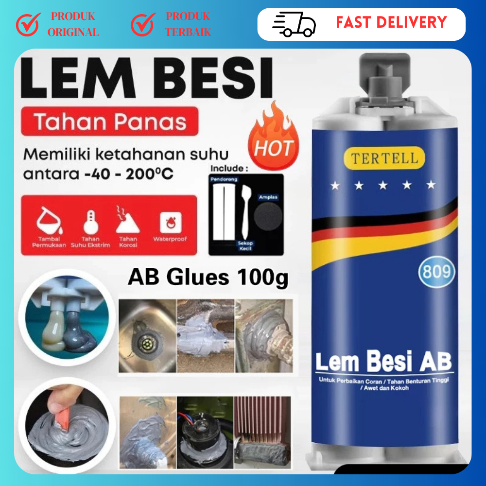 Lem AB Besi Super Kuat Tahan Panas Lem Perekat Super Untuk Reparasi Mobil /Rumah (Lem Besi Kayu)