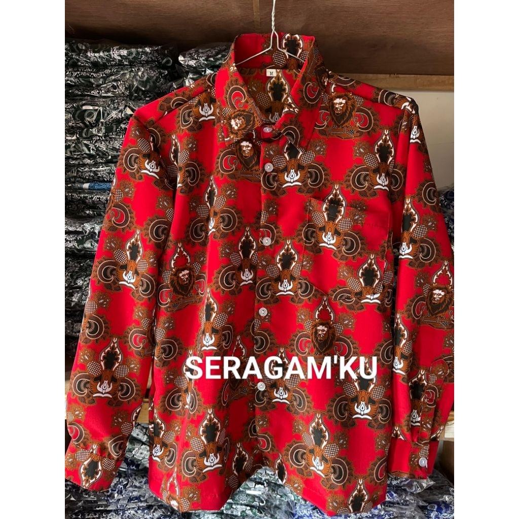 BAJU BATIK SEKOLAH SD NEGERI/BATIK SD NEGERI/BATIK SD NASIONAL/BATIK SD MERAH MOTIF SISINGAN