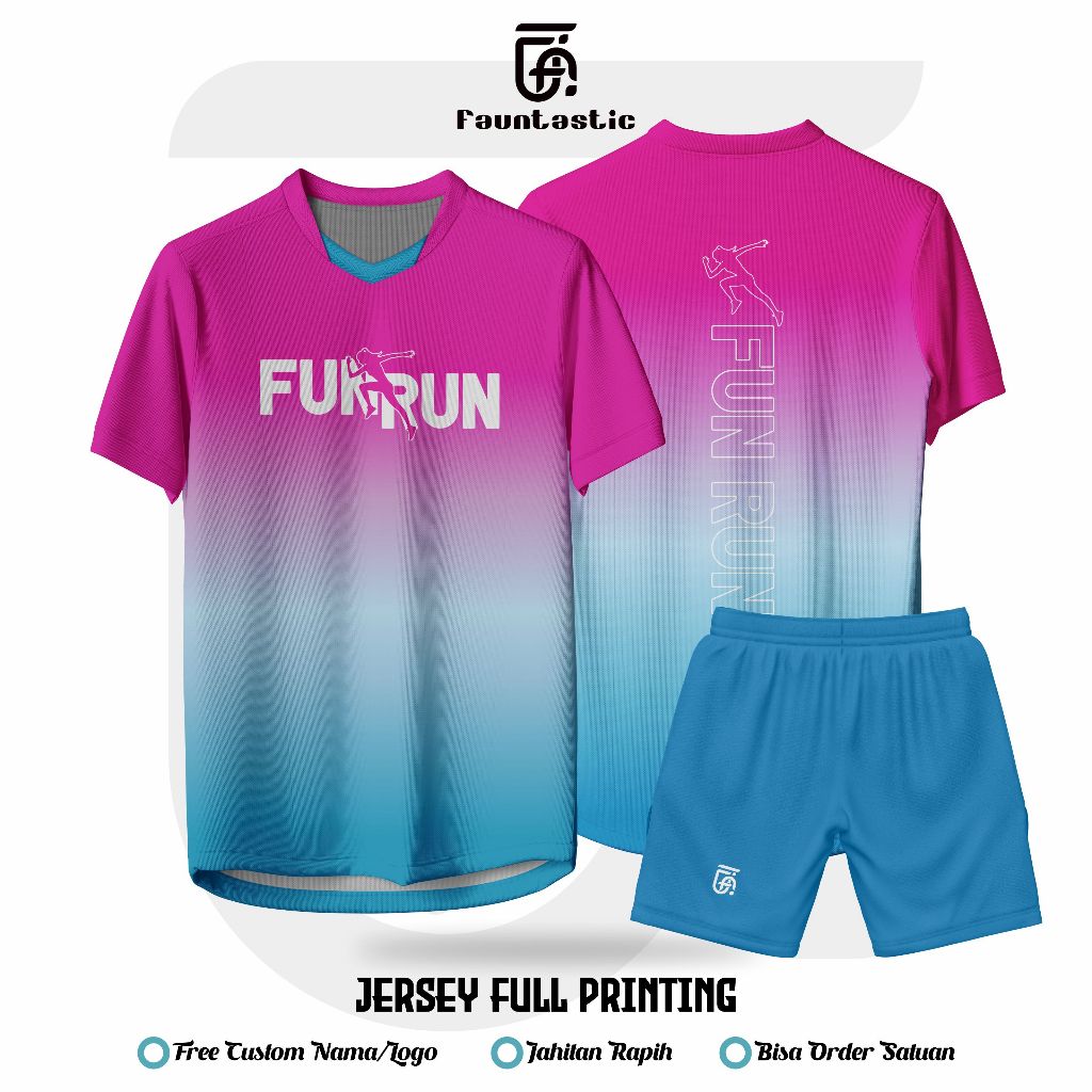 Jersey Fun Run Custom Full Printing , Jersey Running , Joging , Jersey Olahraga , FREE NAMESET