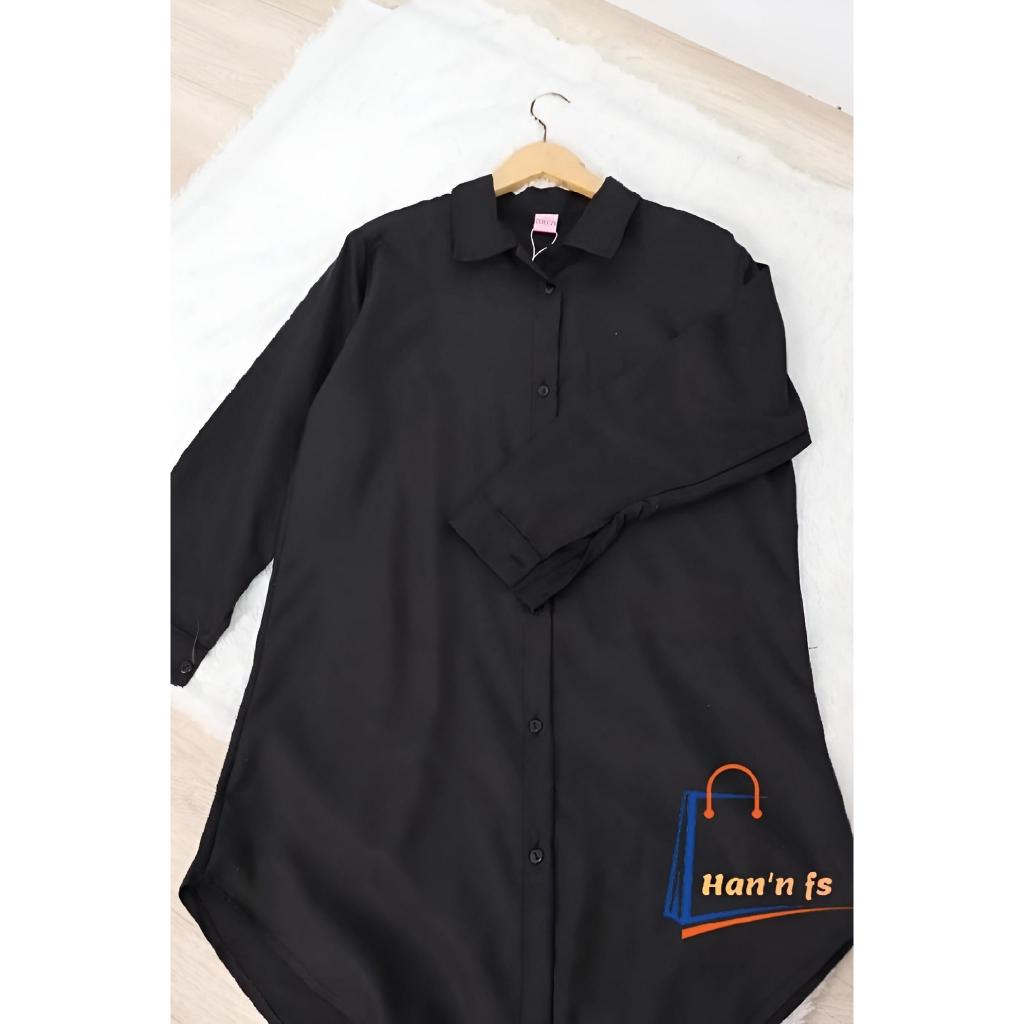 tunik polos jumbo ld 100-120 atasan kemeja tunik wanita muslimah kekinian