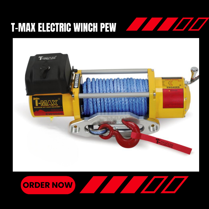 T-MAX Electric Winch PEW-9000 (4 ton) Dyneema Rope High Speed Winch