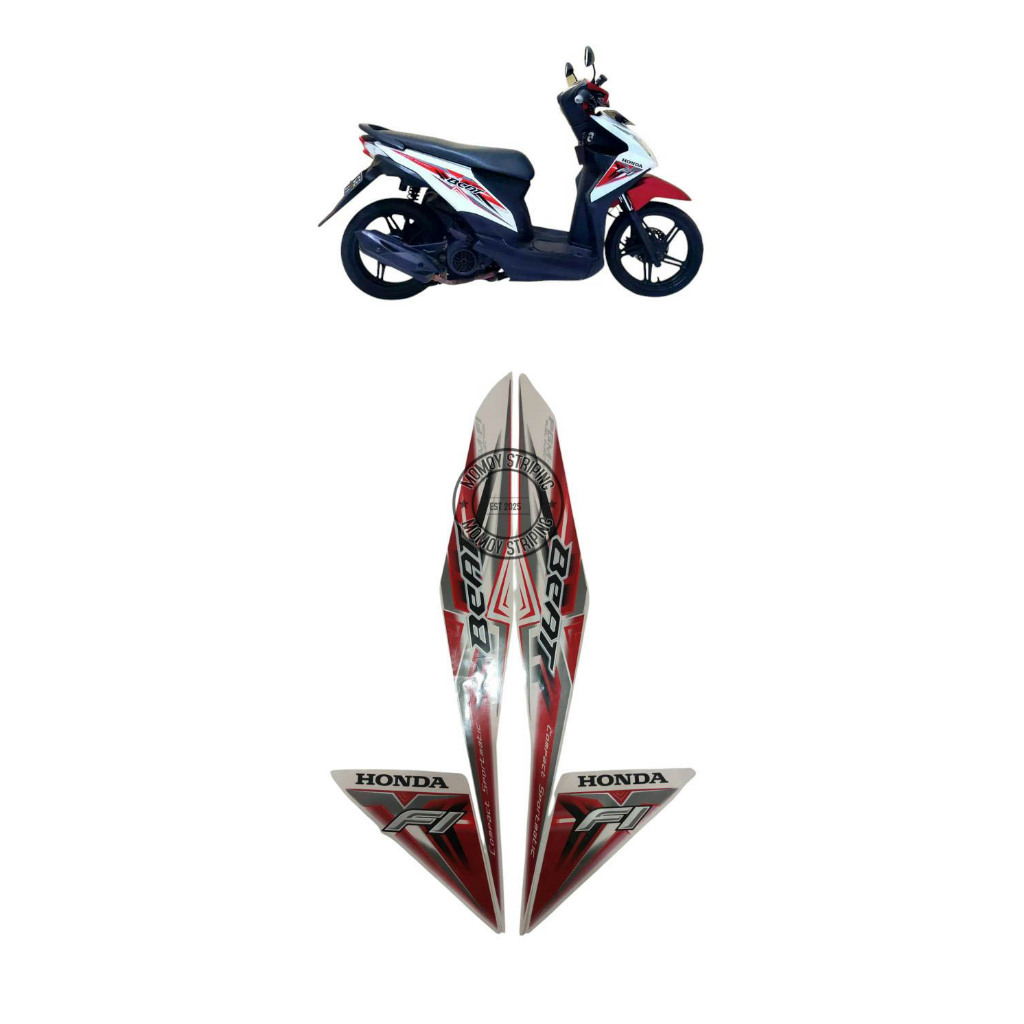 STIKER STRIPING BEAT FI 2015 PUTIH - MERAH